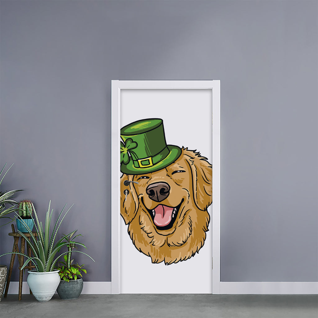 Patrick's Day Golden Retriever Print Door Sticker