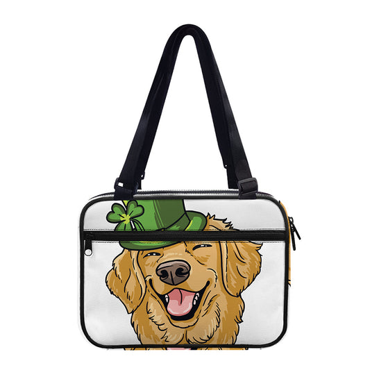 Patrick's Day Golden Retriever Print Double Strap Bible Bag