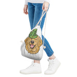 Patrick's Day Golden Retriever Print Drawstring Bag