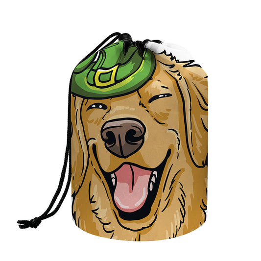Patrick's Day Golden Retriever Print Drawstring Makeup Bag
