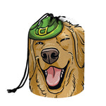 Patrick's Day Golden Retriever Print Drawstring Makeup Bag