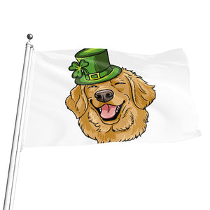 Patrick's Day Golden Retriever Print Flag