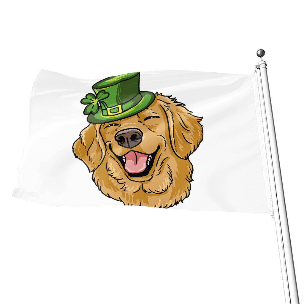 Patrick's Day Golden Retriever Print Flag