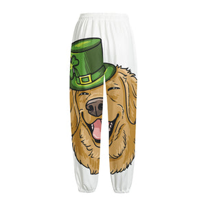 Patrick's Day Golden Retriever Print Fleece Lined Knit Pants