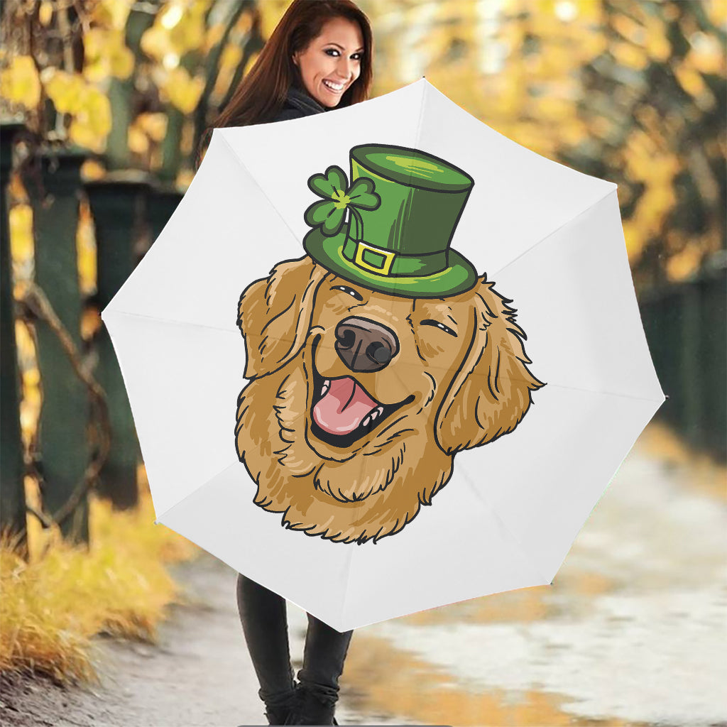 Patrick's Day Golden Retriever Print Foldable Umbrella