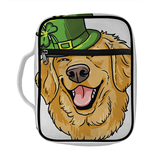 Patrick's Day Golden Retriever Print Front Pocket Bible Bag