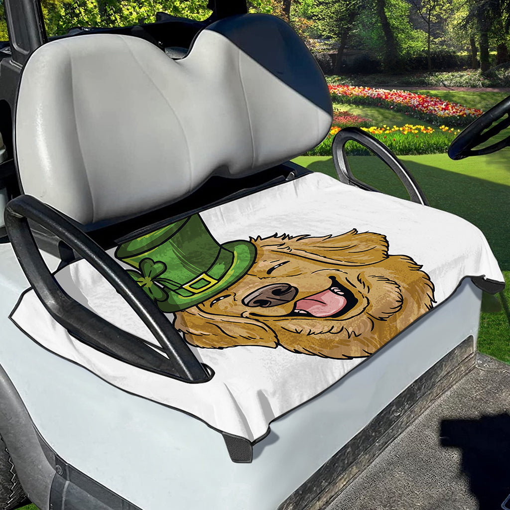 Patrick's Day Golden Retriever Print Golf Cart Seat Cover