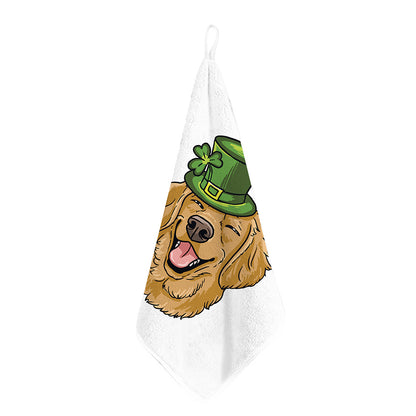 Patrick's Day Golden Retriever Print Hand Towel