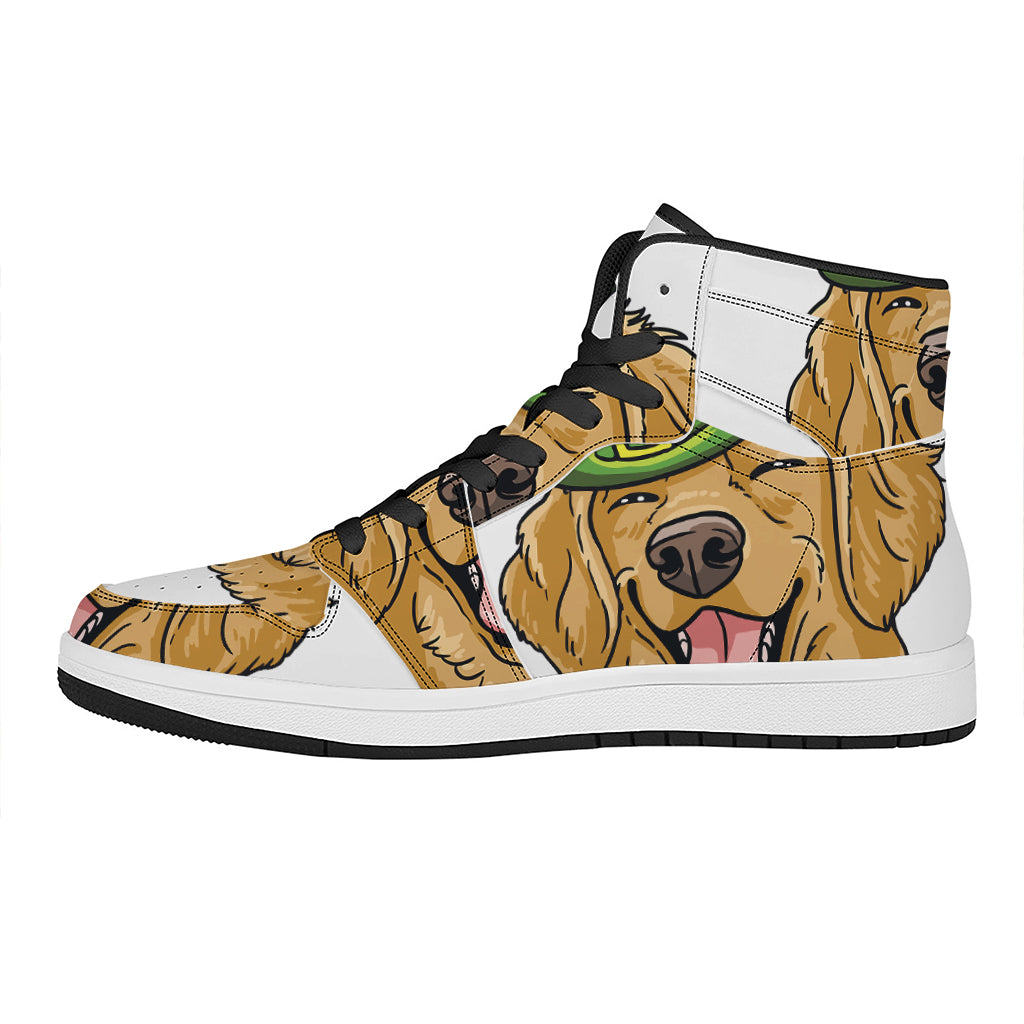 Patrick's Day Golden Retriever Print High Top Leather Sneakers