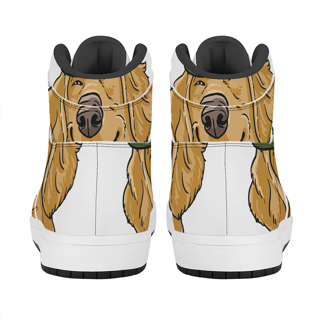 Patrick's Day Golden Retriever Print High Top Leather Sneakers