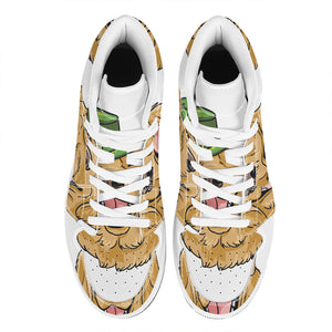 Patrick's Day Golden Retriever Print High Top Leather Sneakers