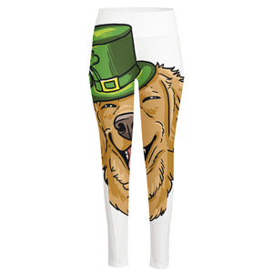 Patrick's Day Golden Retriever Print High-Waisted Pocket Leggings