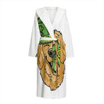 Patrick's Day Golden Retriever Print Hooded Bathrobe