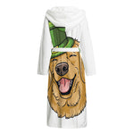 Patrick's Day Golden Retriever Print Hooded Bathrobe