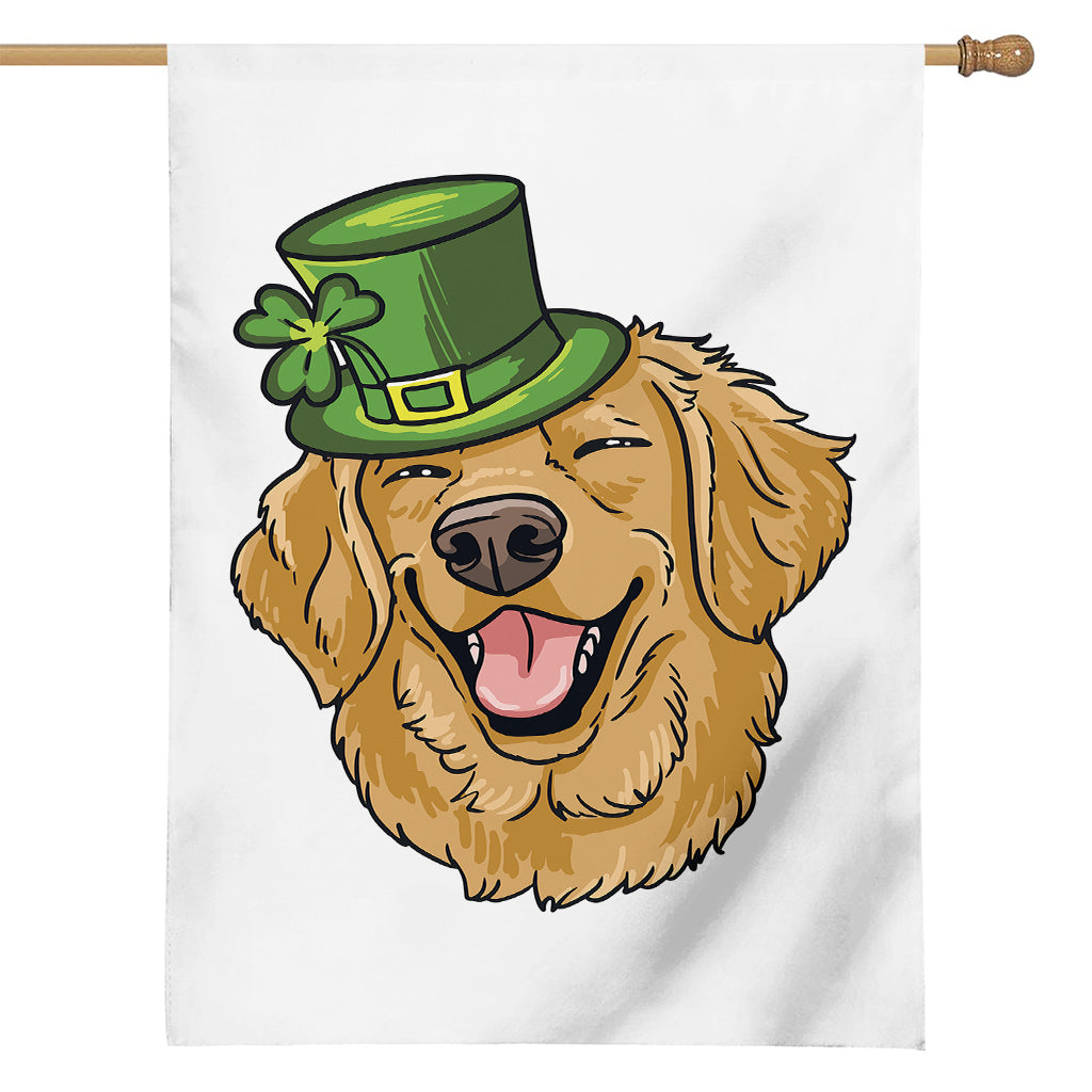 Patrick's Day Golden Retriever Print House Flag