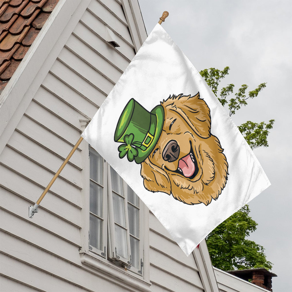 Patrick's Day Golden Retriever Print House Flag