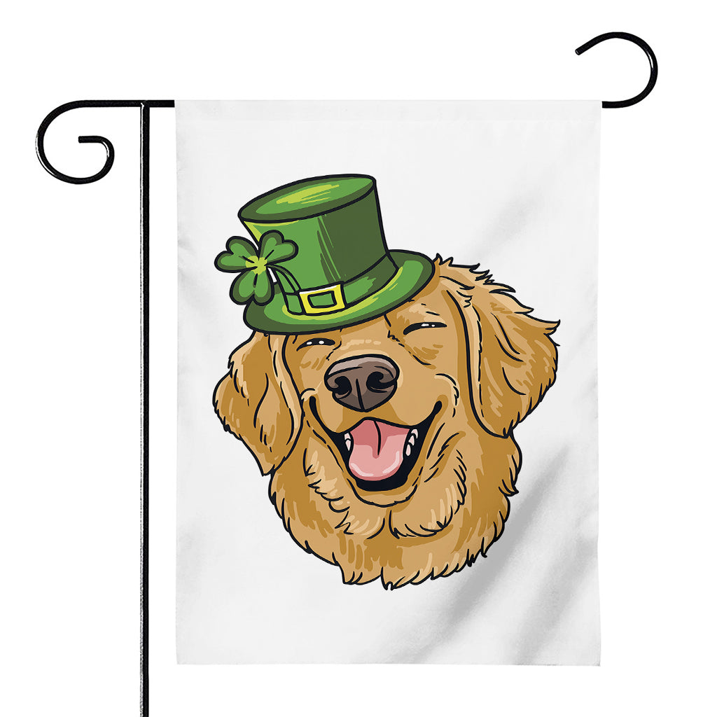 Patrick's Day Golden Retriever Print House Flag