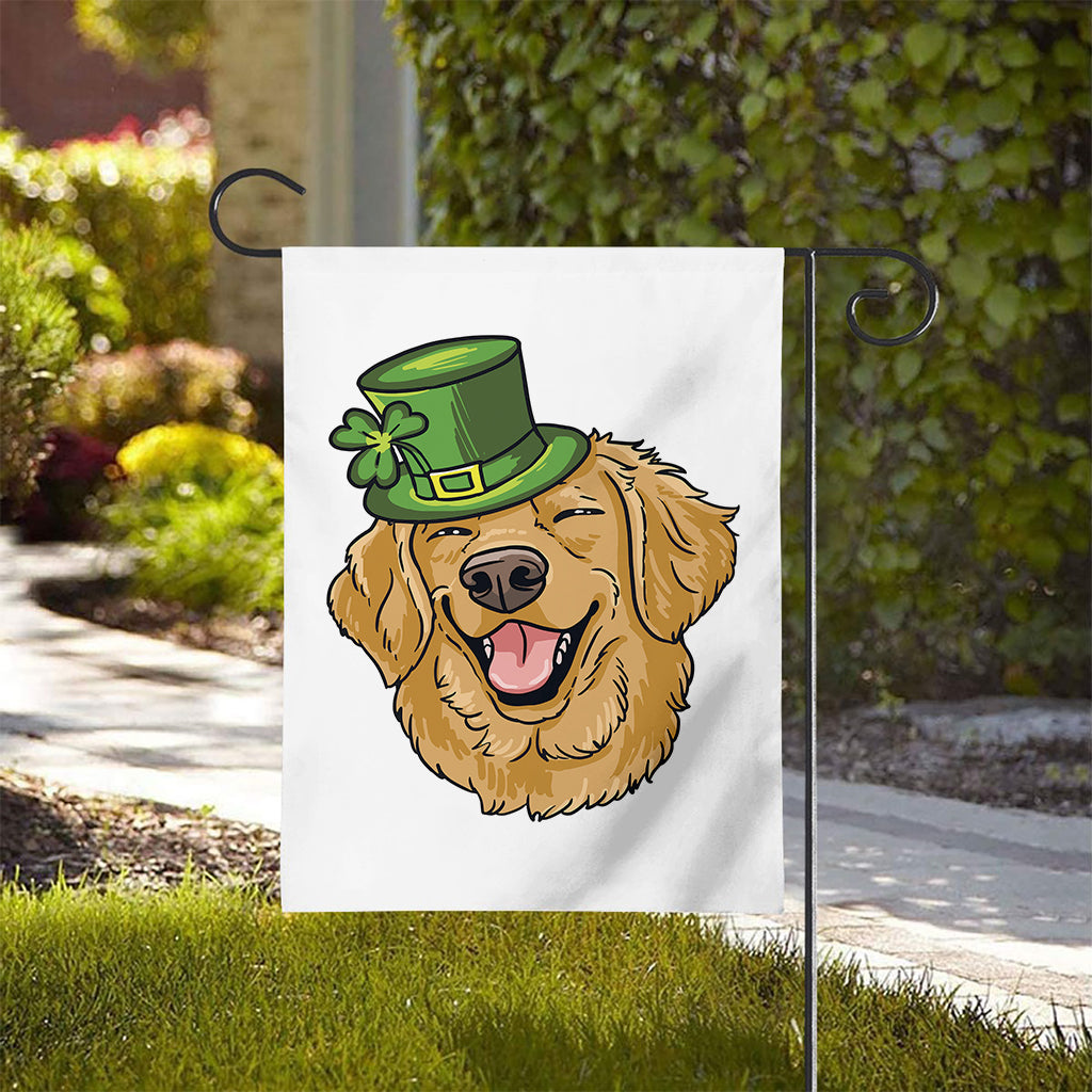 Patrick's Day Golden Retriever Print House Flag