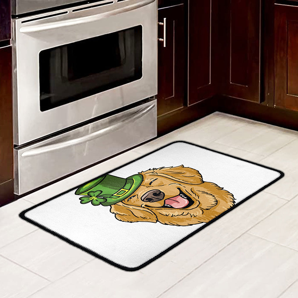 Patrick's Day Golden Retriever Print Kitchen Mat