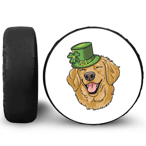 Patrick's Day Golden Retriever Print Leather Spare Tire Cover