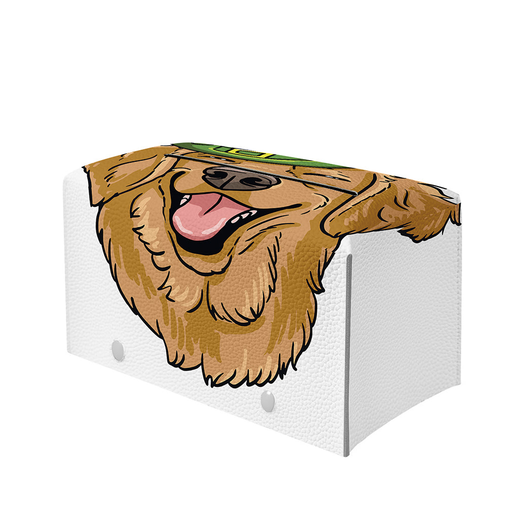 Patrick's Day Golden Retriever Print Leather Tissue Box Cover