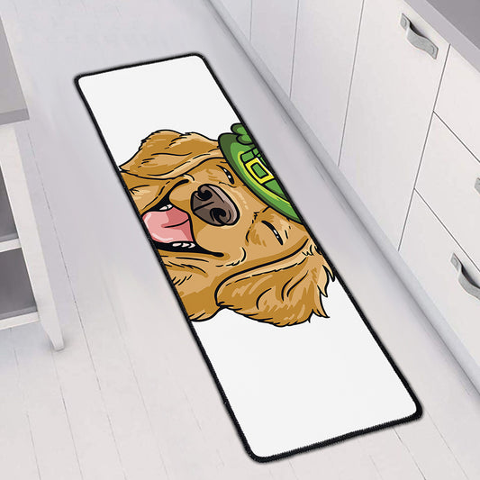 Patrick's Day Golden Retriever Print Long Kitchen Mat