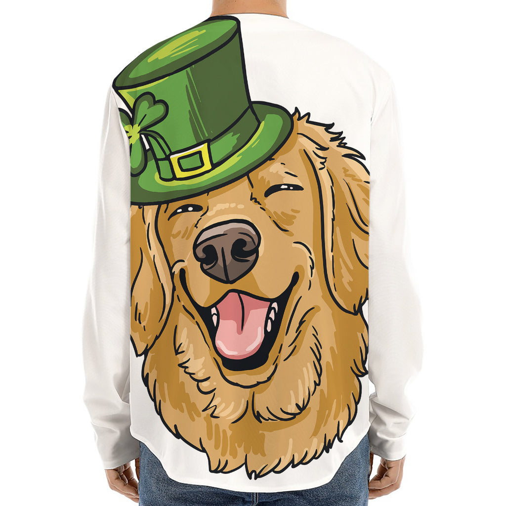 Patrick's Day Golden Retriever Print Long Sleeve Baseball Jersey