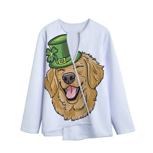 Patrick's Day Golden Retriever Print Long Sleeve Short Coat