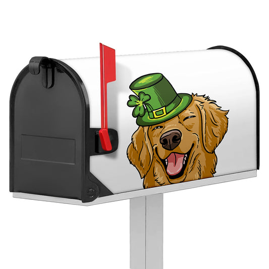 Patrick's Day Golden Retriever Print Mailbox Cover
