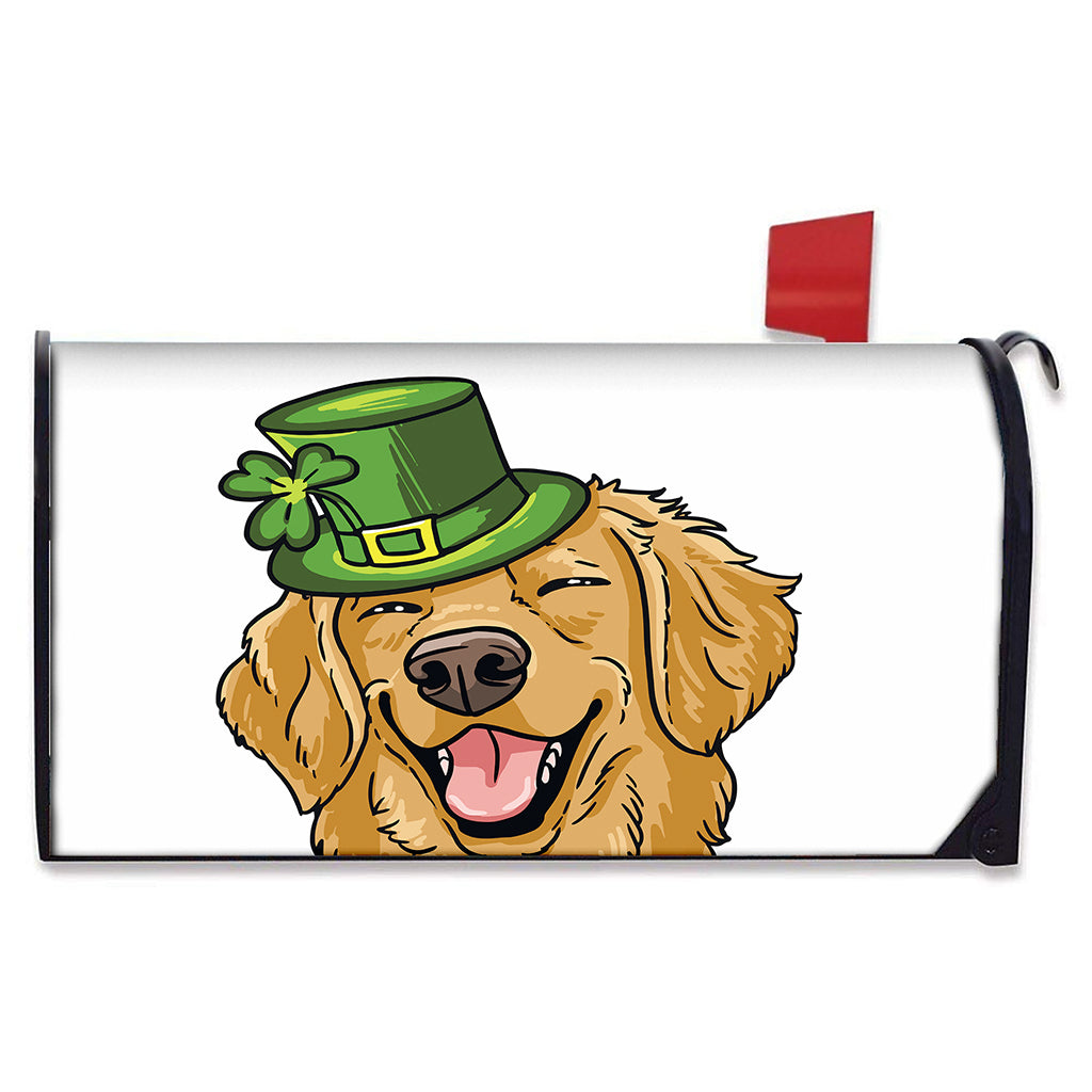 Patrick's Day Golden Retriever Print Mailbox Cover