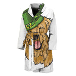 Patrick's Day Golden Retriever Print Men's Bathrobe