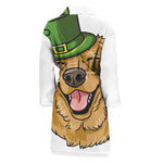 Patrick's Day Golden Retriever Print Men's Bathrobe