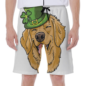 Patrick's Day Golden Retriever Print Men's Beach Shorts