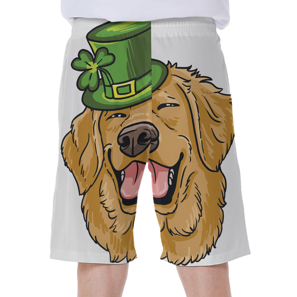 Patrick's Day Golden Retriever Print Men's Beach Shorts