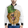 Patrick's Day Golden Retriever Print Men's Bomber Jacket