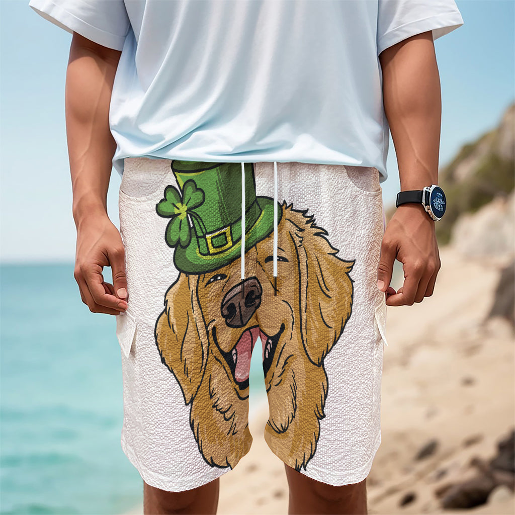 Patrick's Day Golden Retriever Print Men's Cargo Shorts