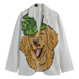 Patrick's Day Golden Retriever Print Men's Cotton Blazer