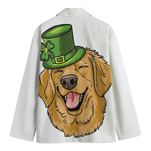 Patrick's Day Golden Retriever Print Men's Cotton Blazer