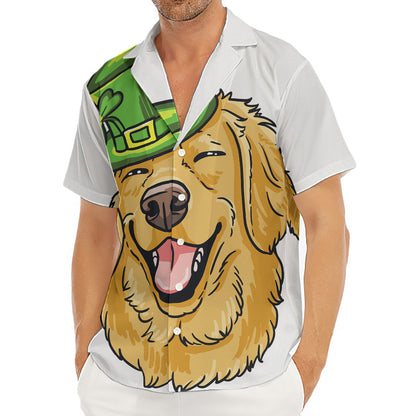 Patrick's Day Golden Retriever Print Men's Deep V-Neck Shirt