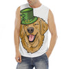 Patrick's Day Golden Retriever Print Men's Fitness Tank Top