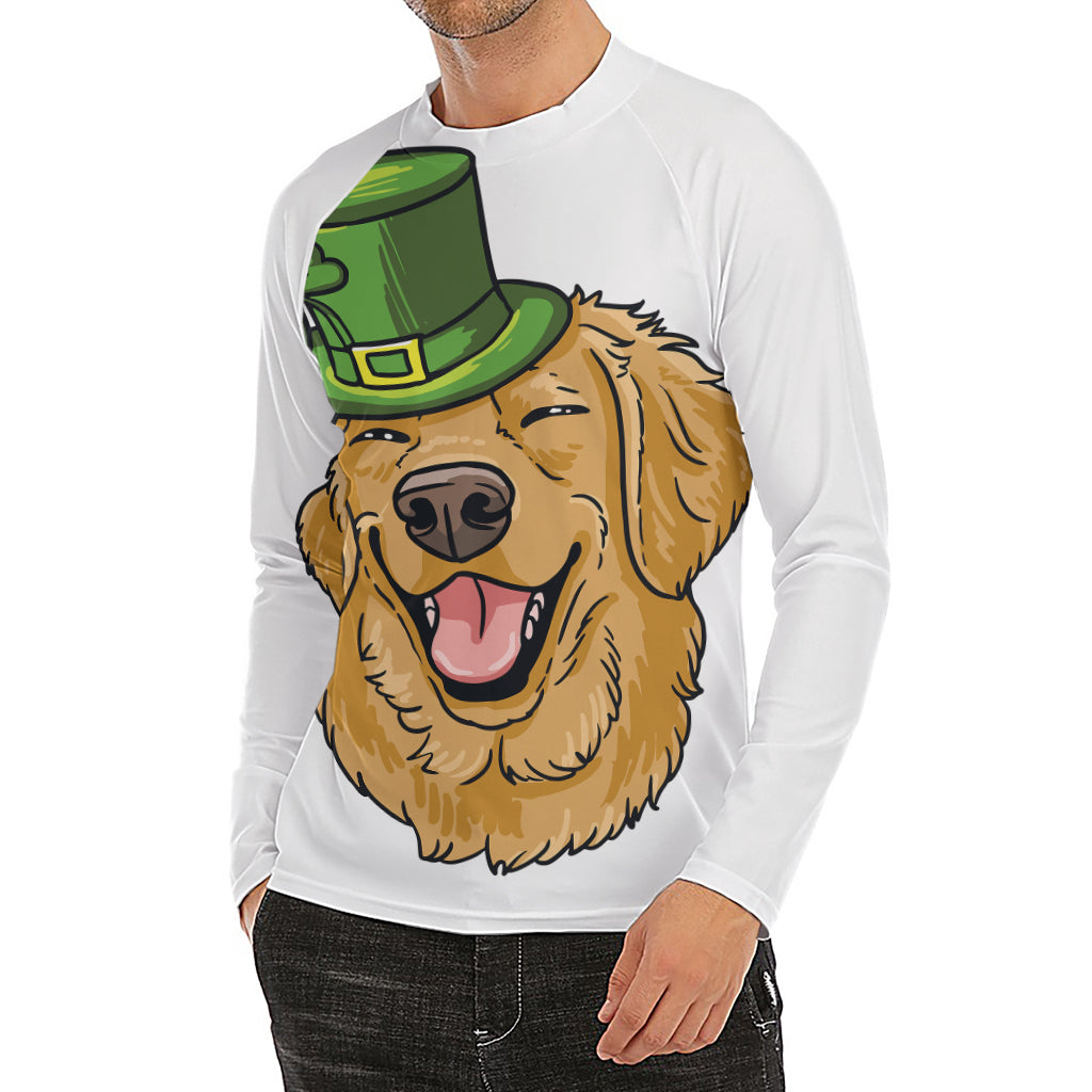 Patrick's Day Golden Retriever Print Men's Long Sleeve Rash Guard