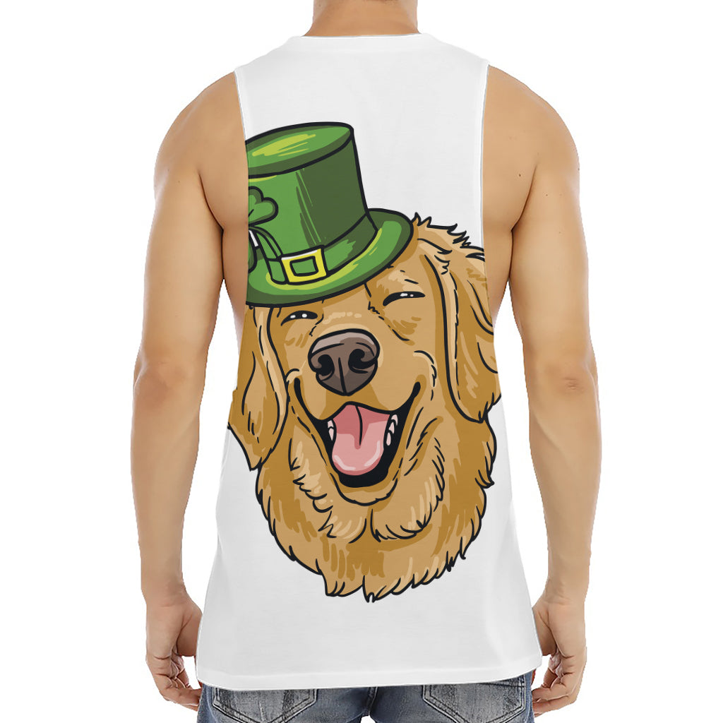 Patrick's Day Golden Retriever Print Men's Muscle Tank Top