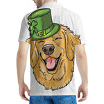 Patrick's Day Golden Retriever Print Men's Polo Shirt