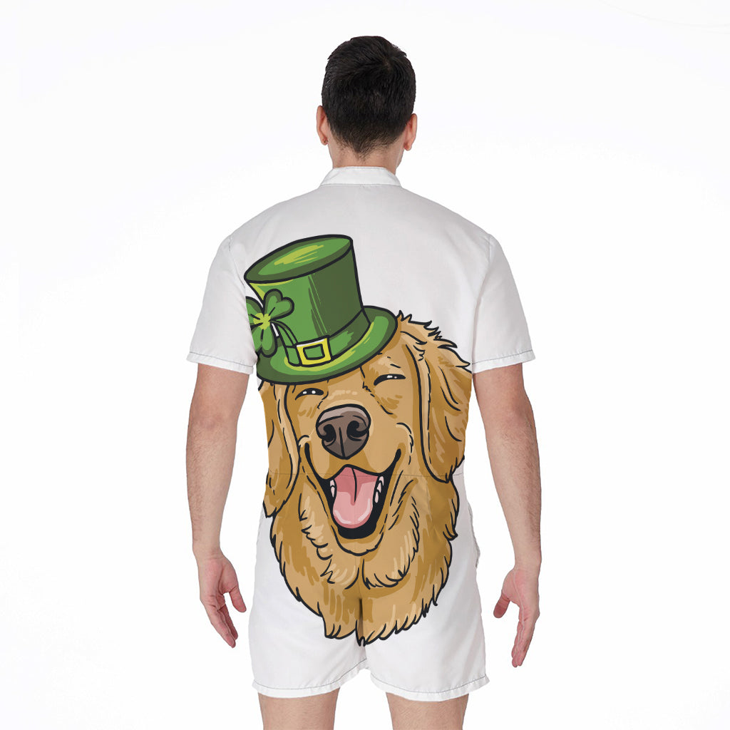 Patrick's Day Golden Retriever Print Men's Rompers