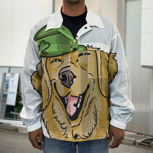 Patrick's Day Golden Retriever Print Men's Shirt Jacket