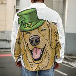 Patrick's Day Golden Retriever Print Men's Shirt Jacket