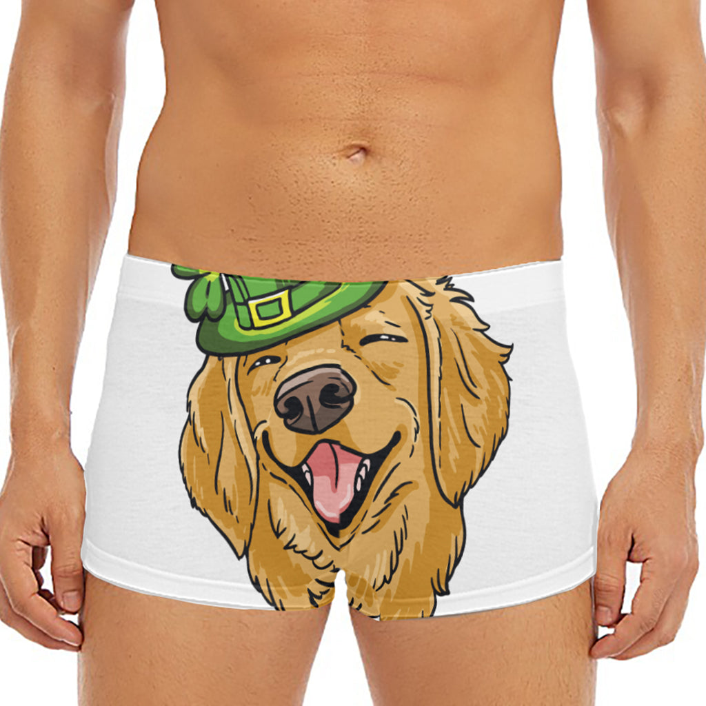 Patrick's Day Golden Retriever Print Men's Short Boxer Briefs