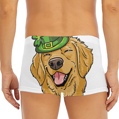Patrick's Day Golden Retriever Print Men's Short Boxer Briefs