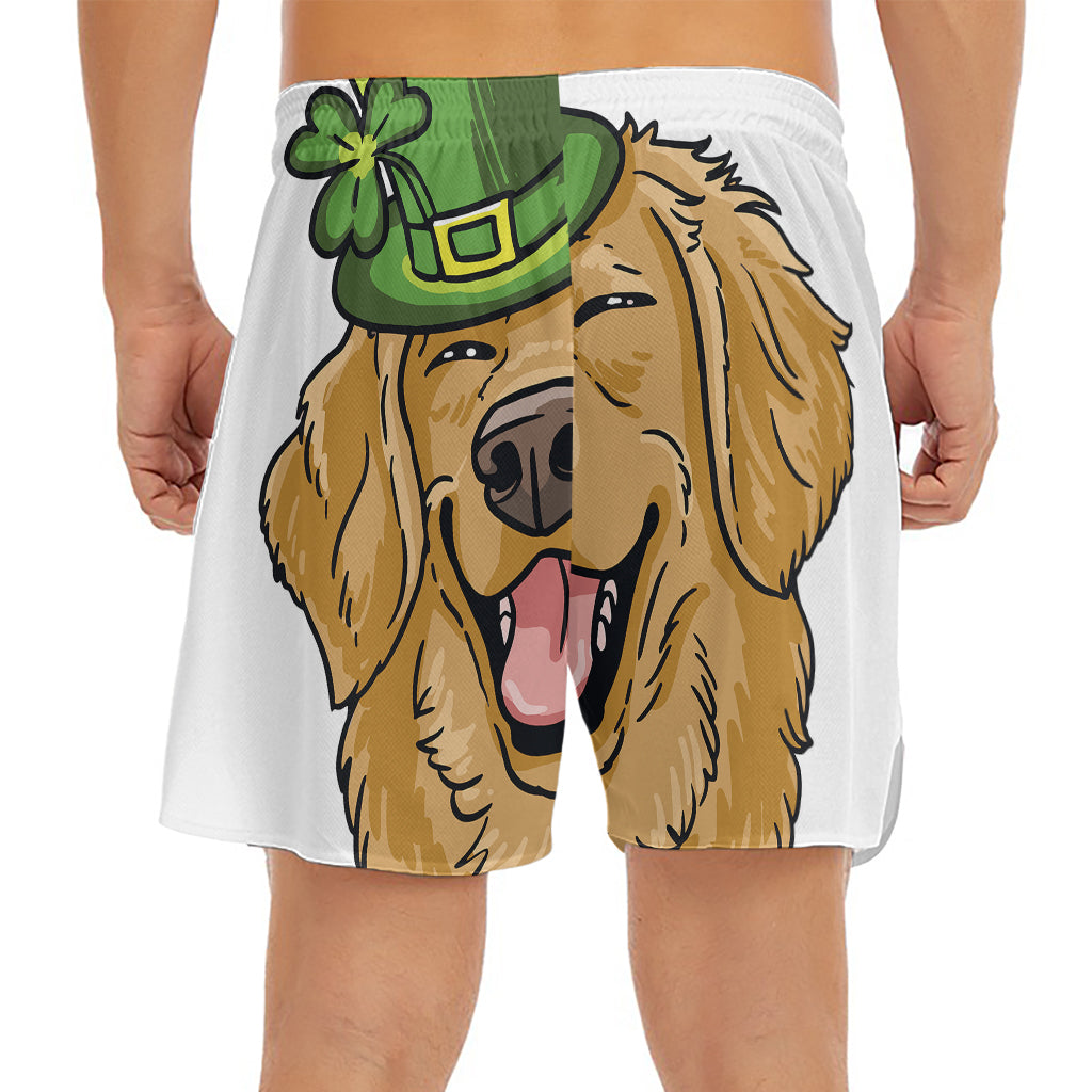 Patrick's Day Golden Retriever Print Men's Split Running Shorts