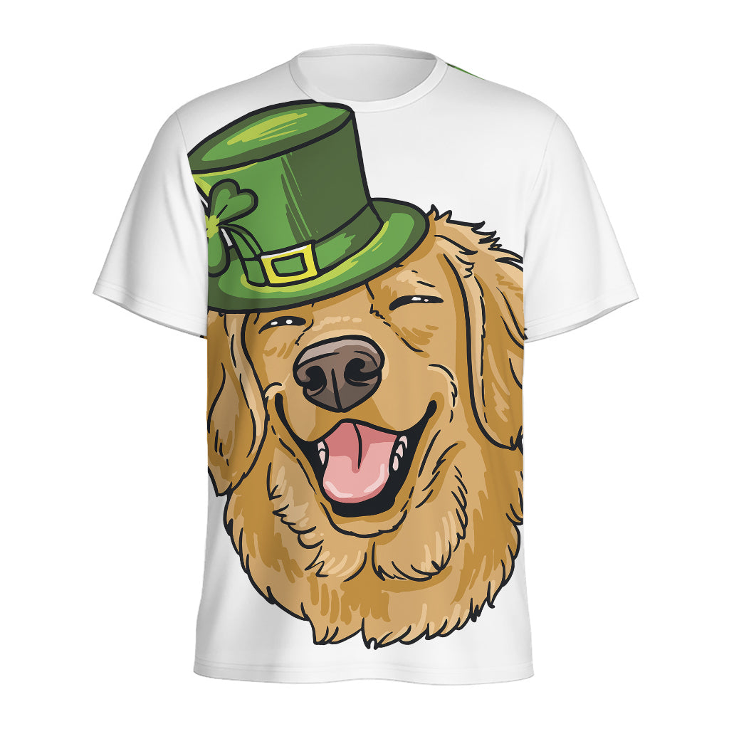 Patrick's Day Golden Retriever Print Men's Sports T-Shirt